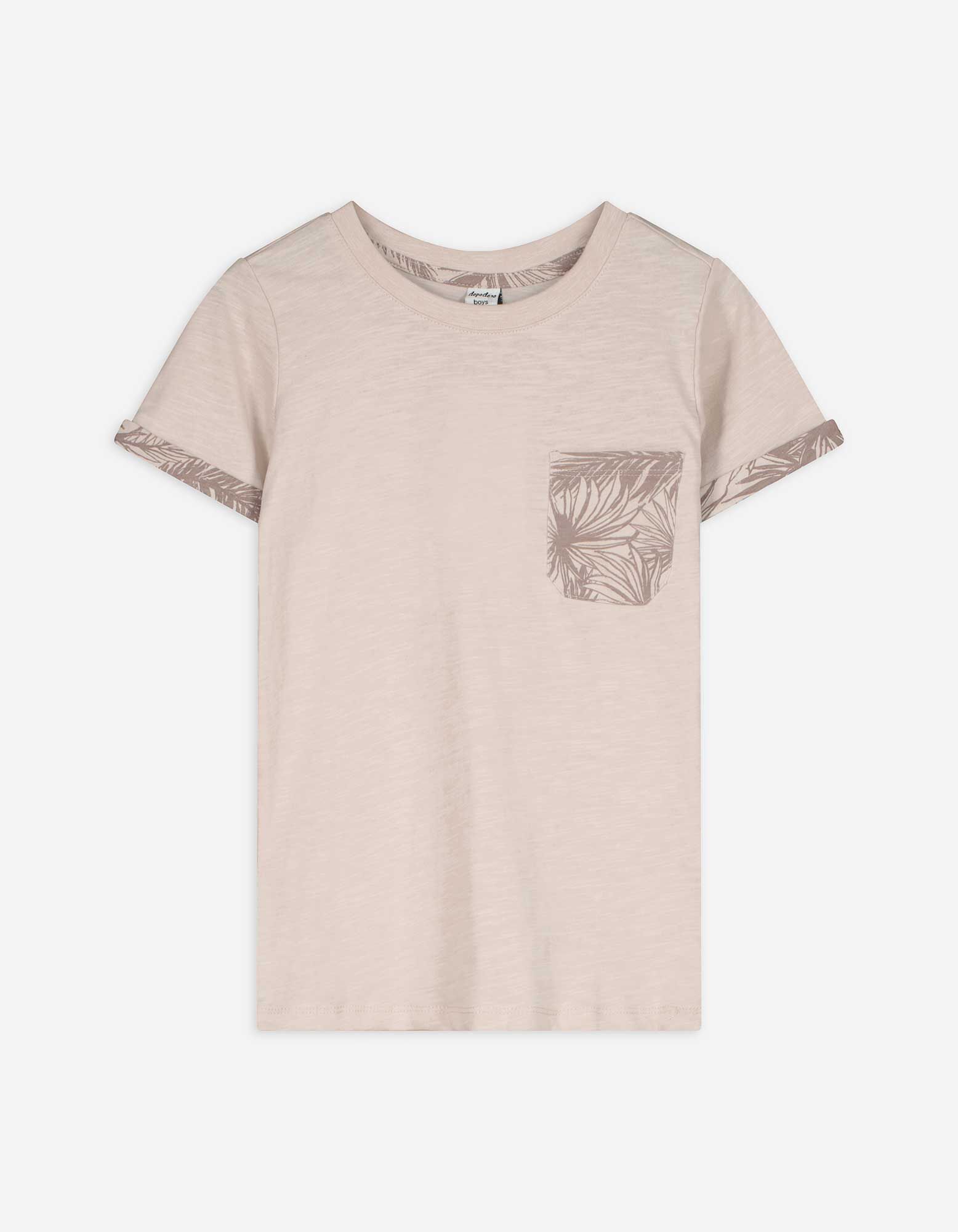 T-Shirt - Brusttasche - beige