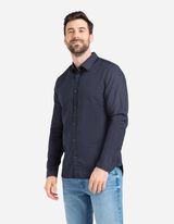 Overhemd - Linnenmix - donkerblauw