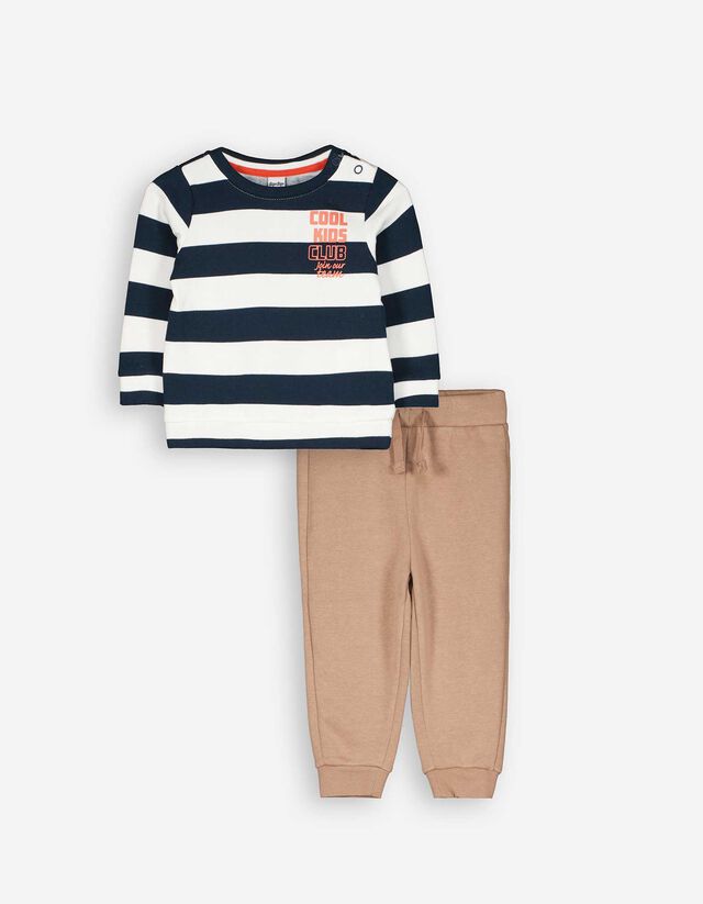 Set hanorac și pantaloni - Imprimeu mesaj - Albastru inchis