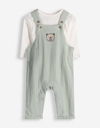 Set aus Body und Hose - Musselin - t&uuml;rkis