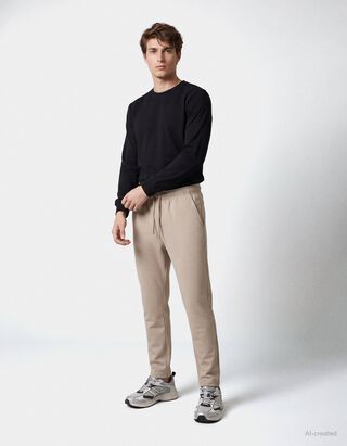 Jogpants - Kn&ouml;chellang - Beige