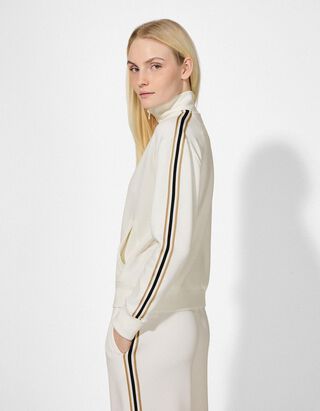 Sweatjacke - Galonstreifen - wei&szlig;