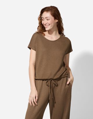 Strickshirt - Viskose-Mix - Braun