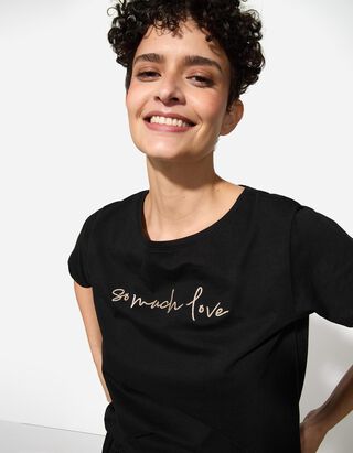 T-Shirt - Stickereien - schwarz