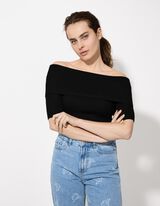 pletena ko&scaron;ulja - Izrez otvorenih ramena - crna