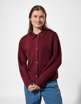 Sweatjacke - Knopfleiste - dunkelrot