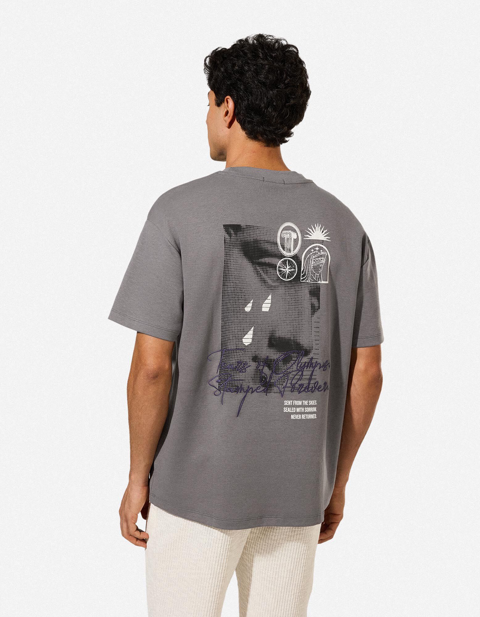 T-shirt - Dos imprim&eacute; - Gris fonc&eacute;