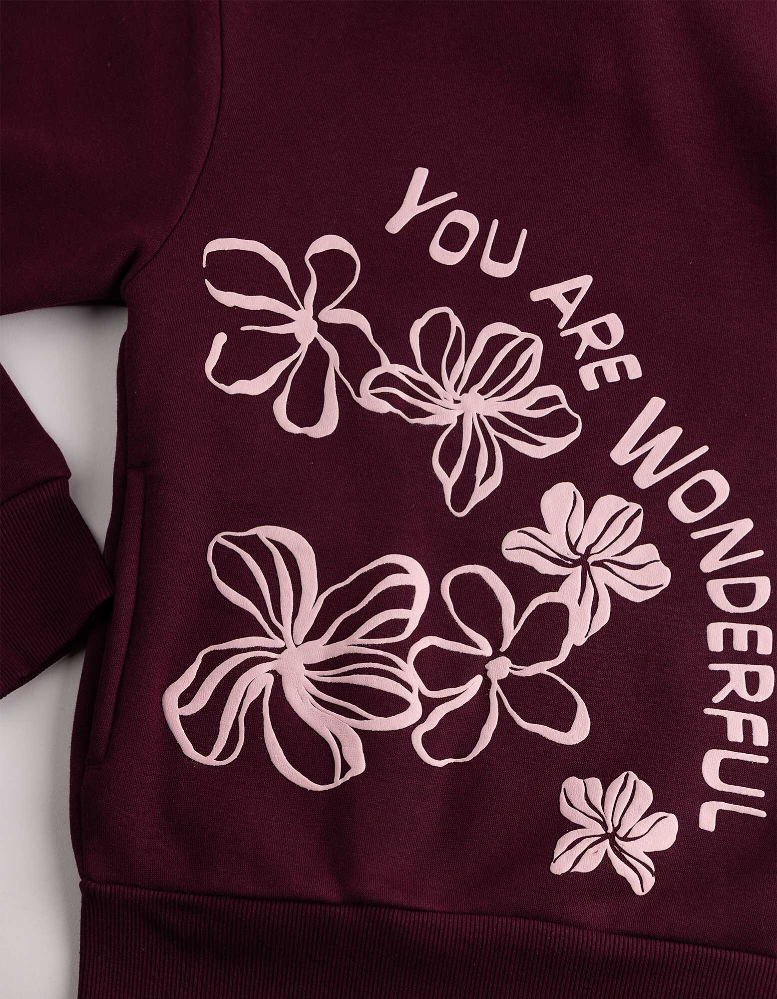Hoodie - Print - Dunkelrot