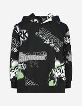 Hoodie - Print all-over - zwart