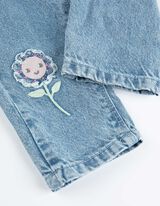 Paperbag stiliaus kelnės - Siuvinėjimai - sviesiai melynas