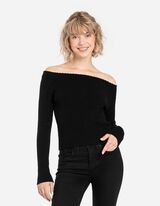 Pulover - Decolteu Carmen - Negru