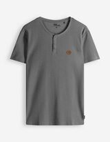 T-Shirt - Knopfleiste - dunkelgrau