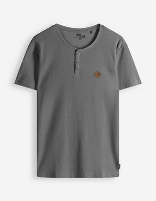 T-shirt - listwa z guzikami - ciemny szary