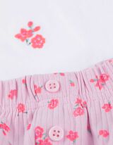 Dvodelna pižama sestavljena iz majice in kratkih hlač - me&scaron;anica vzorcev - bronasta