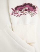 Pulover s kapuco - Tisk na hrbtu - belo