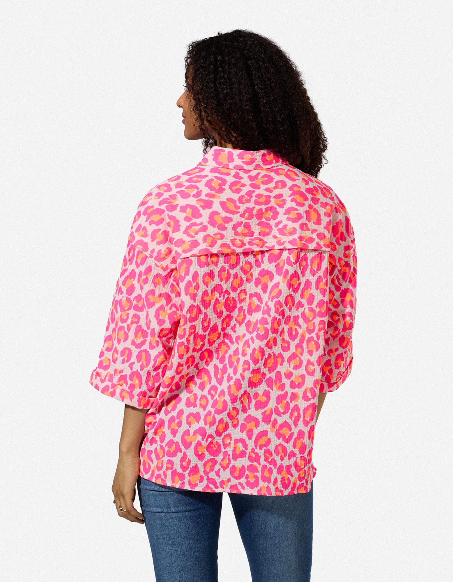 Blouse - Motif l&eacute;opard - Rouge