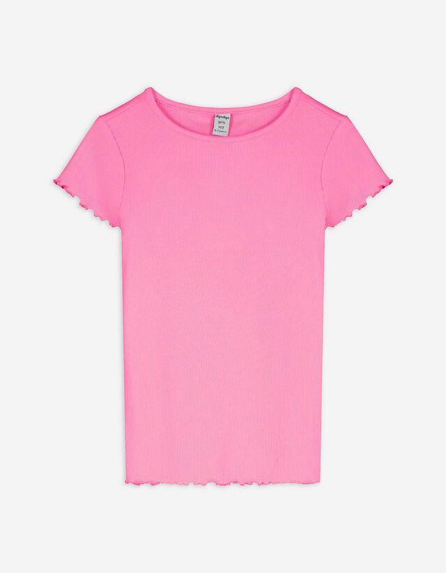T-Shirt - Rippenstruktur - pink