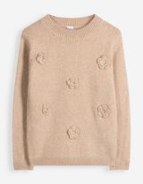 Pullover - 3D-Applikation - Beige