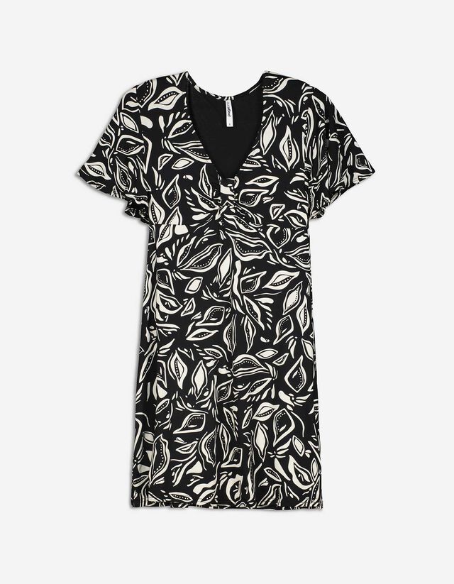 Kleid - Viskose-Mix - Raffung