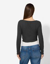 Langarmshirt - Double-Layer-Look - schwarz
