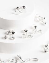 kolczyki - 6 szt. w opakowaniu - srebrny