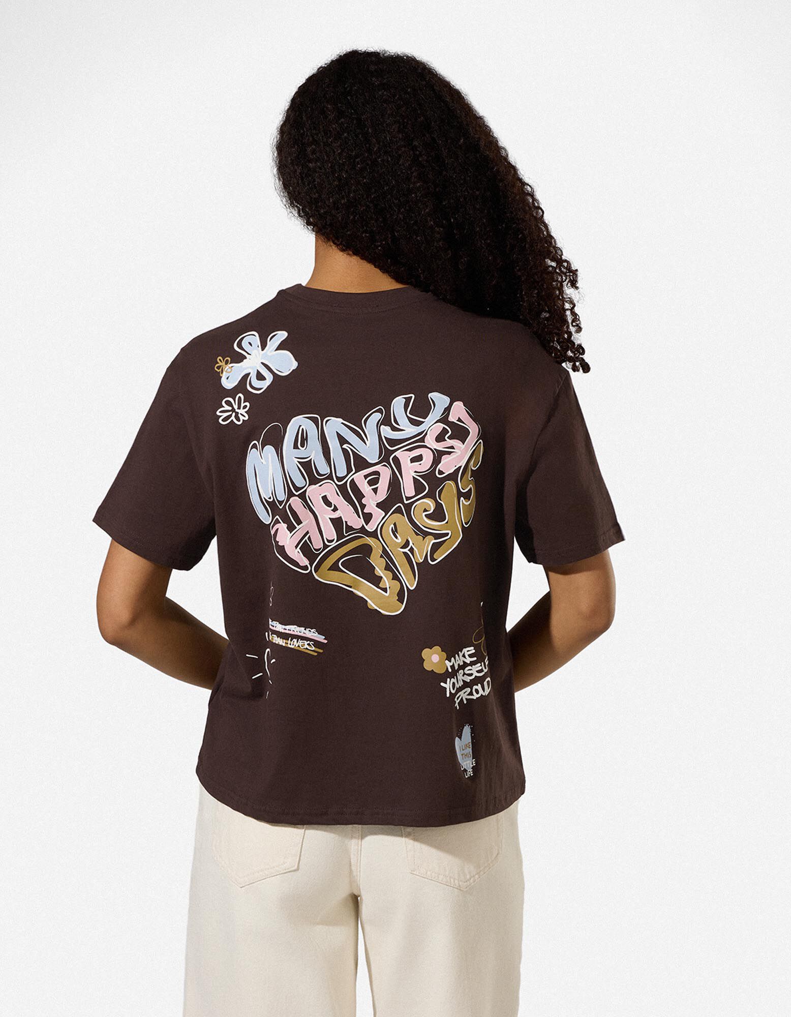 T-Shirt - Print - Braun