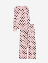Set de pijama format din cămașă cu mânecă lungă și pantaloni  - Imprimeu allover - Roz