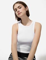 Top - Rippenstruktur - weiß