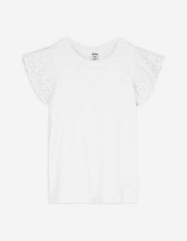 T-shirt - Broderie - wit