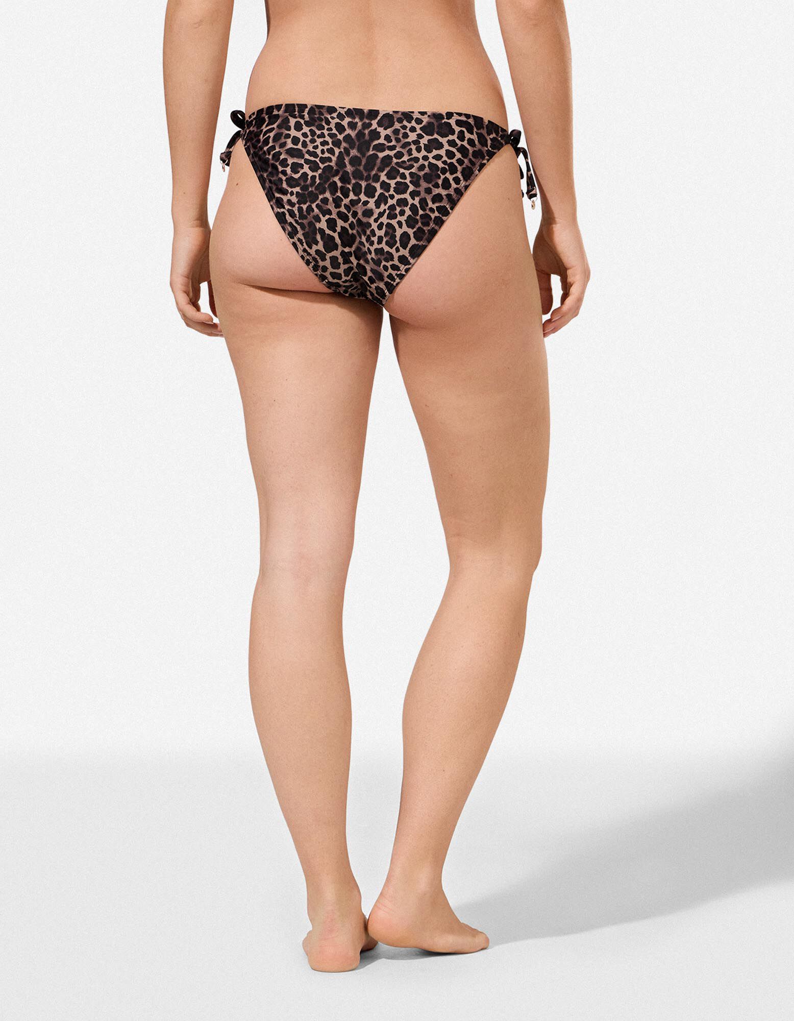 Slip de bikini - La&ccedil;ages sur le c&ocirc;t&eacute; - Brun