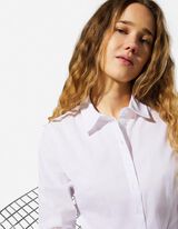 Bluse - Baumwoll-Mix - wei&szlig;