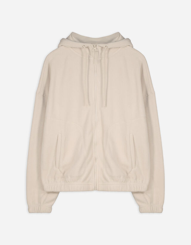 Fleecejacke - Überschnittene Ärmel - beige