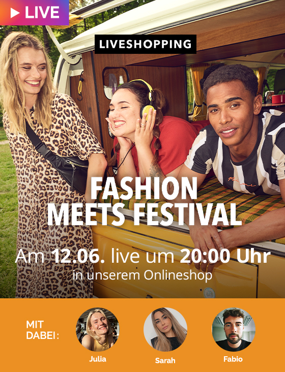 Liveshopping mit dem Thema Fashion meets festival 15% Rabattaktion