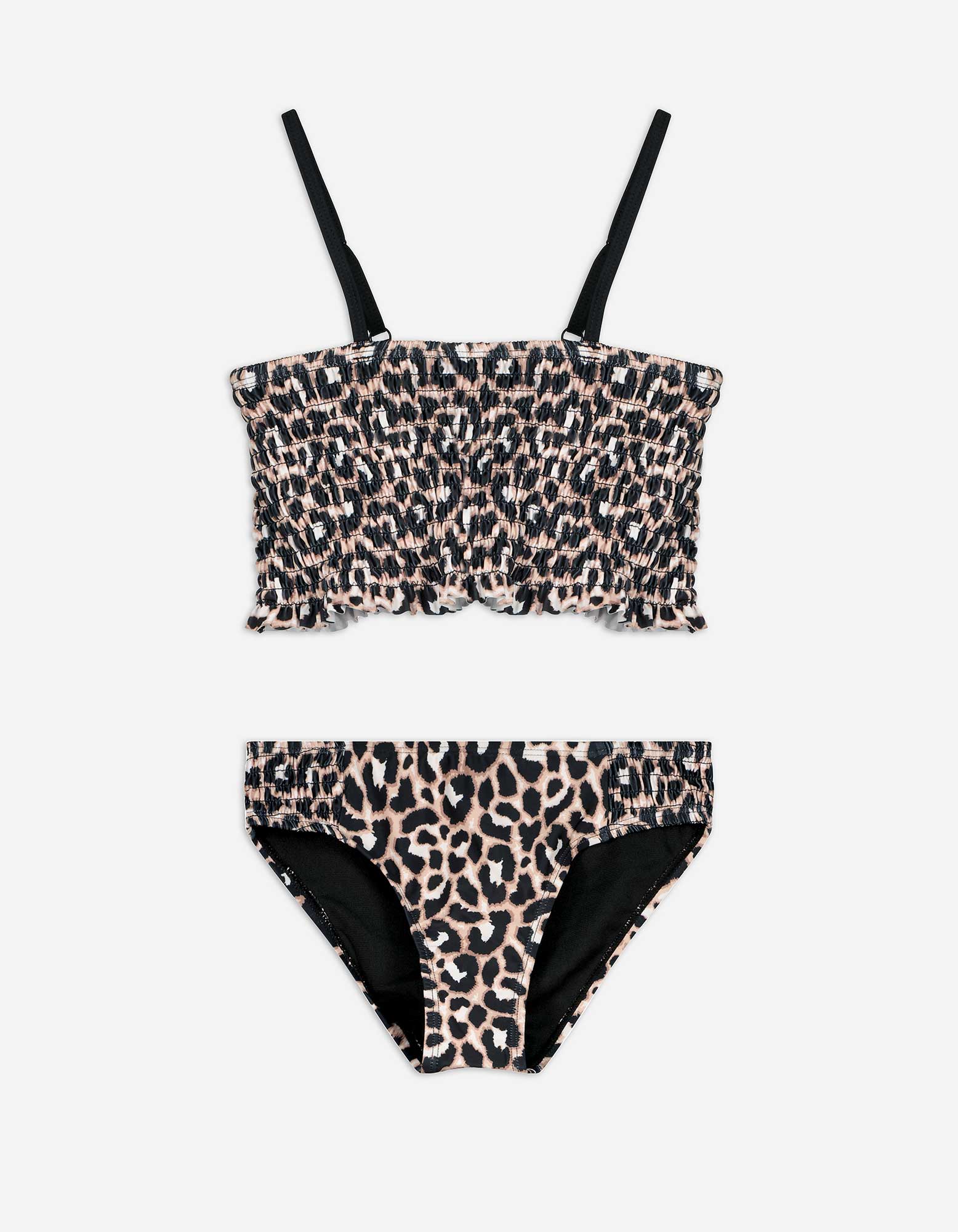 Set aus Bikinitop und Bikinislip - Leopardenmuster - weiß
