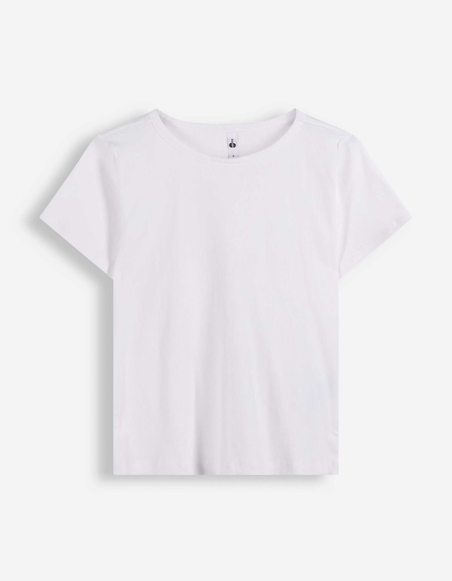 T-shirt - Geribde structuur - wit