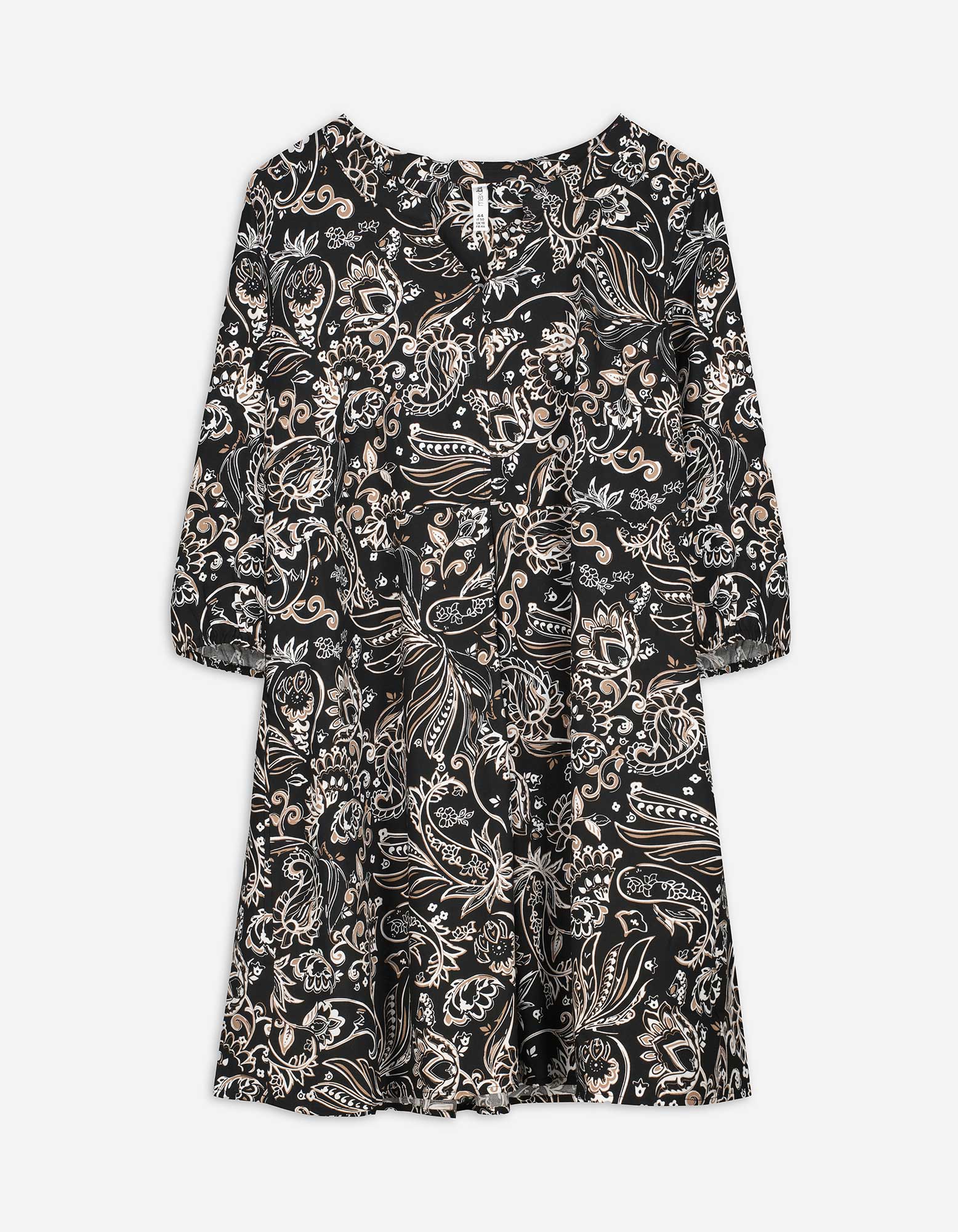 Bluse - Allover-Muster - schwarz