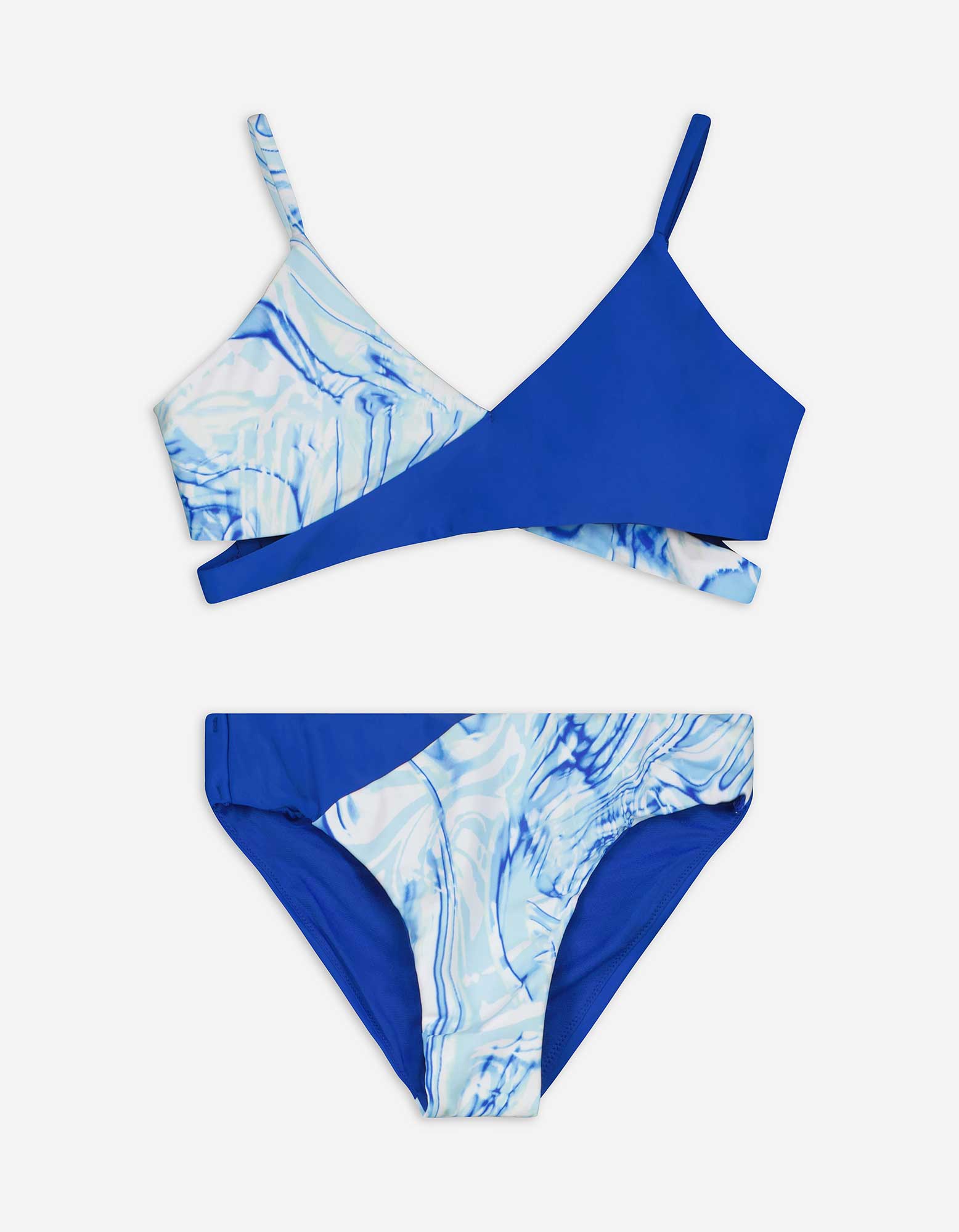 Set aus Bikinitop und Bikinislip - Allover-Print - blau