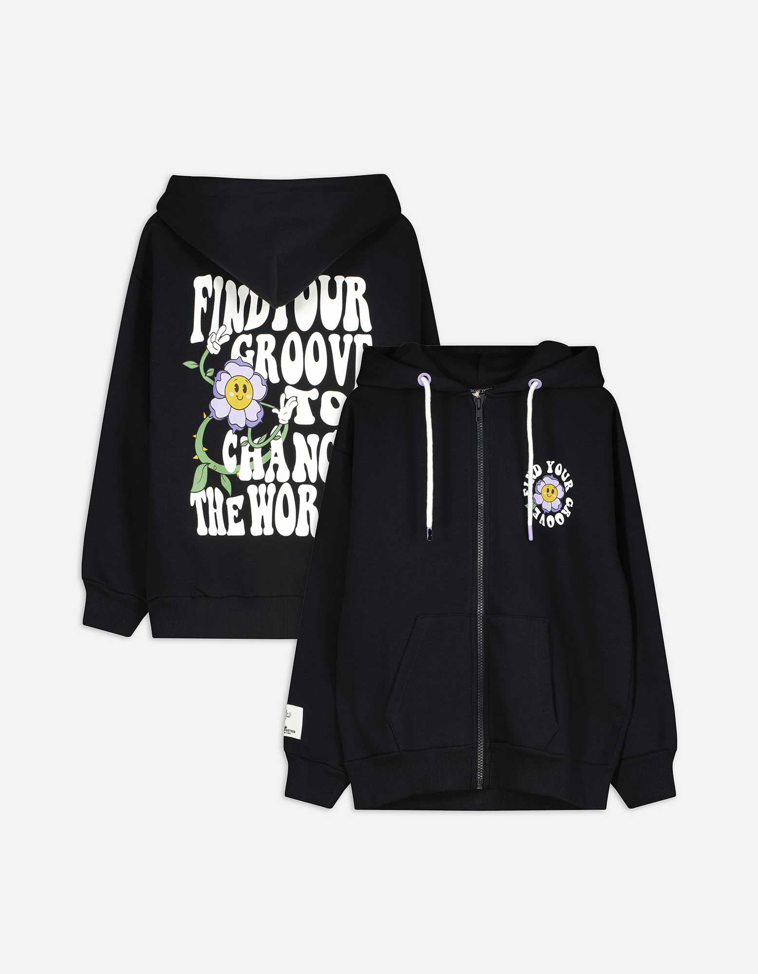 Sweatjacke - Rückenprint - schwarz