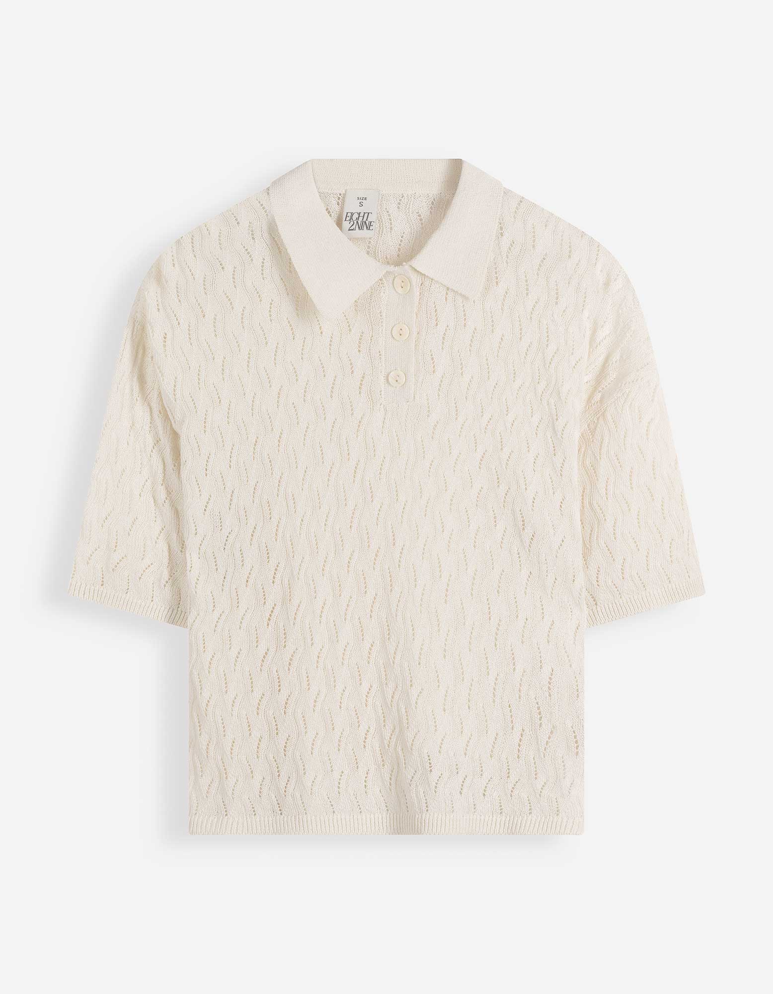 Gebreide top - Broderie - wit