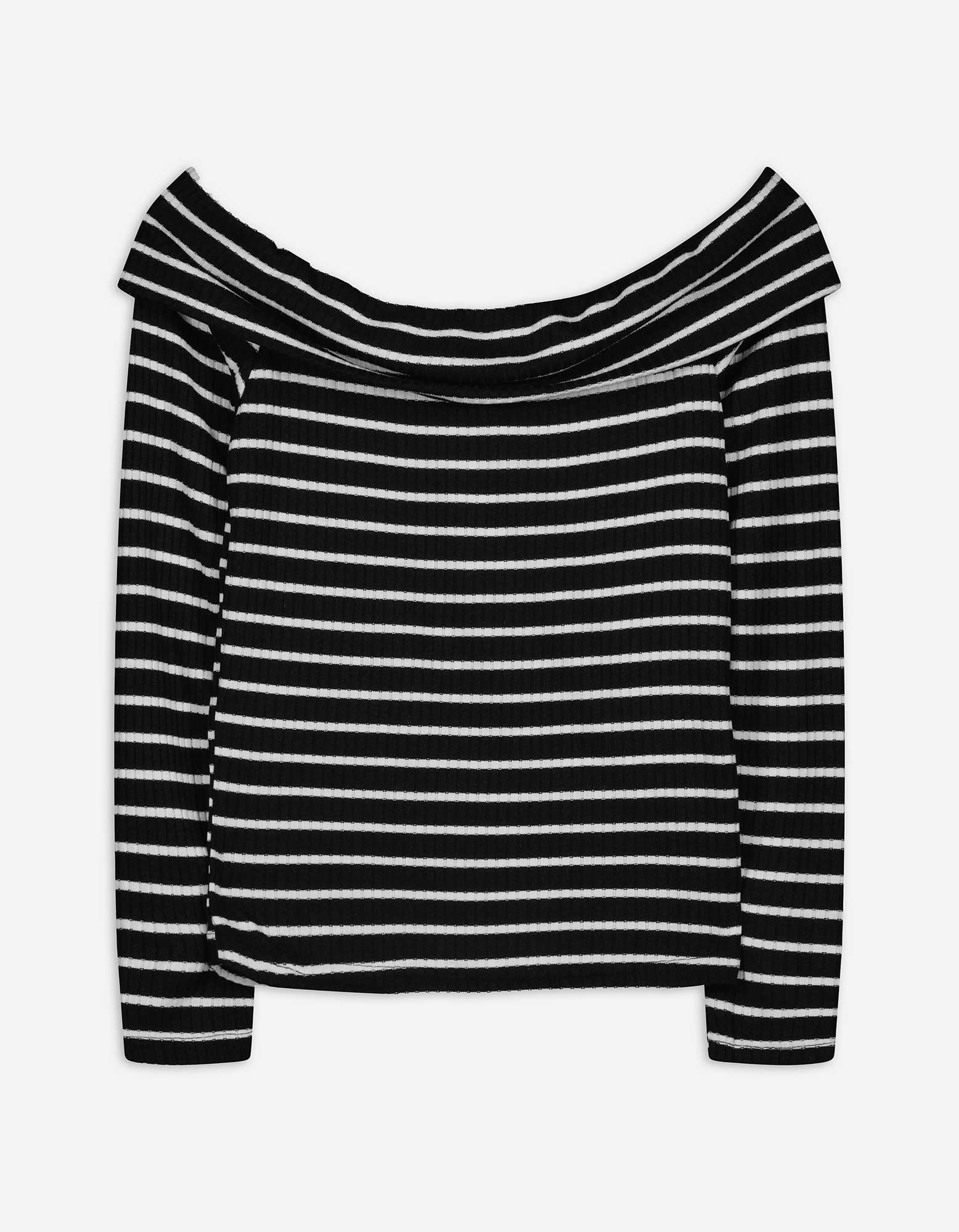 Langarmshirt - Carmen-Ausschnitt - schwarz