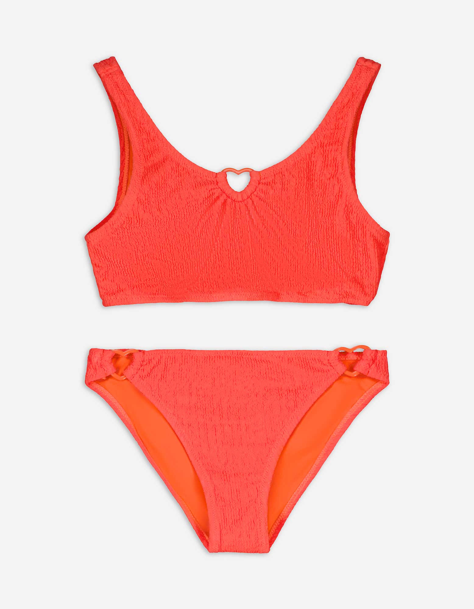Set aus Bikinitop und Bikinislip - Rippenstruktur - orange