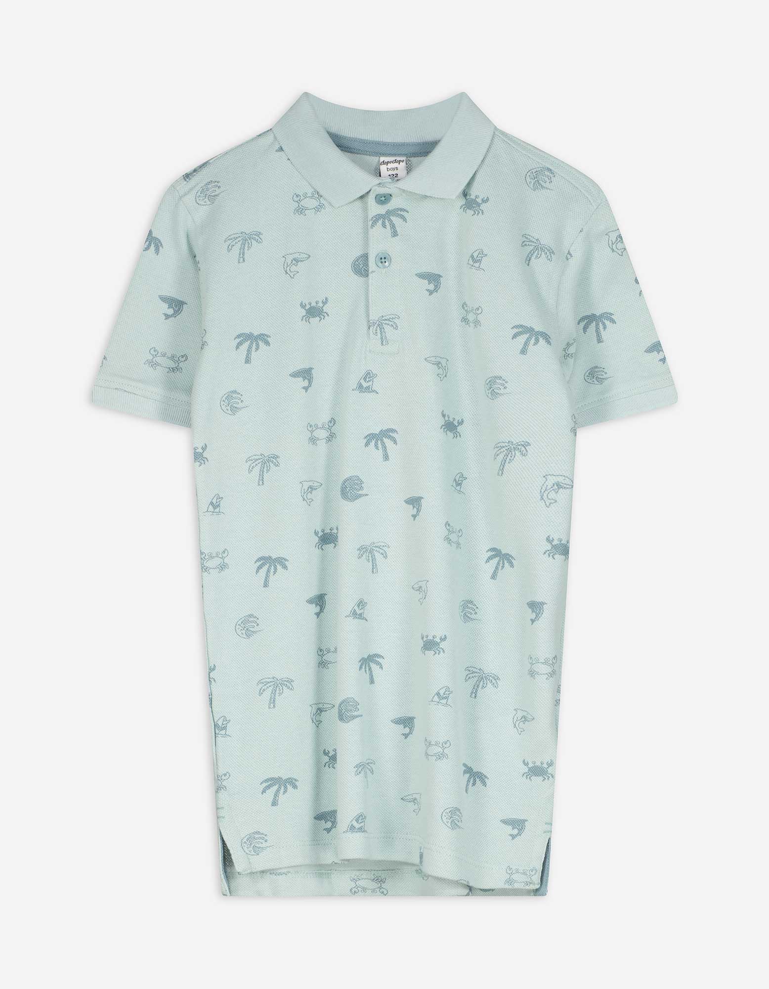 Poloshirt - Allover-Print - türkis