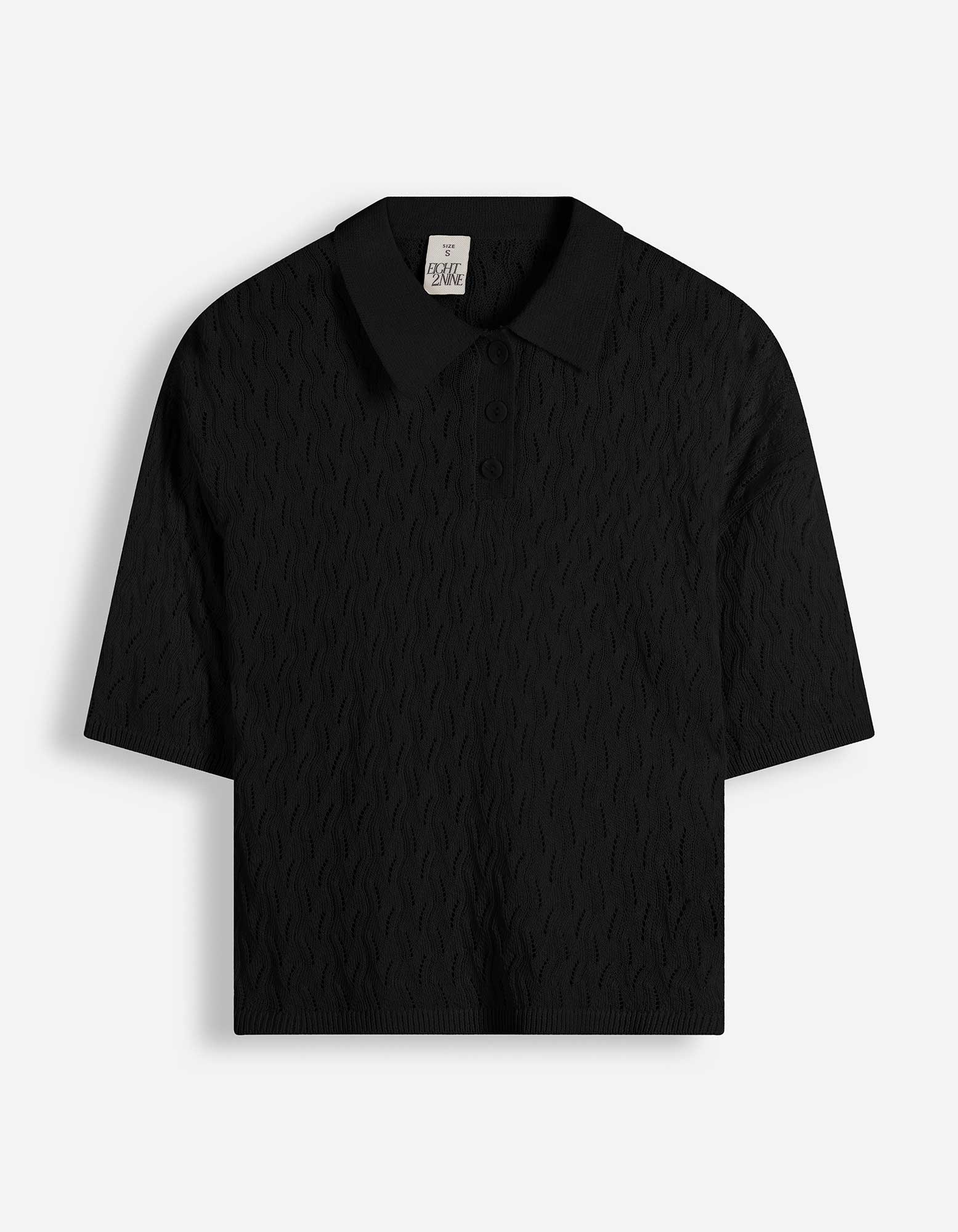 Gebreide top - Broderie - Zwart