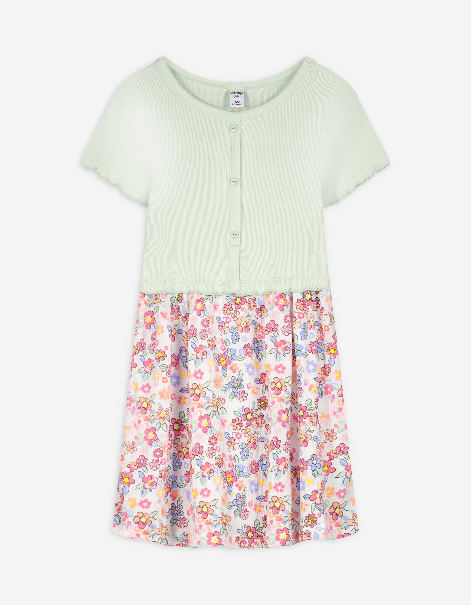 Kleid - Rippenstruktur - hellgrün