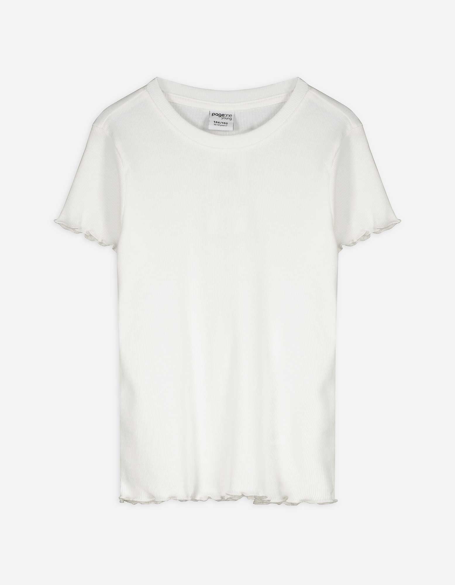 T-Shirt - Rippenstruktur - weiß