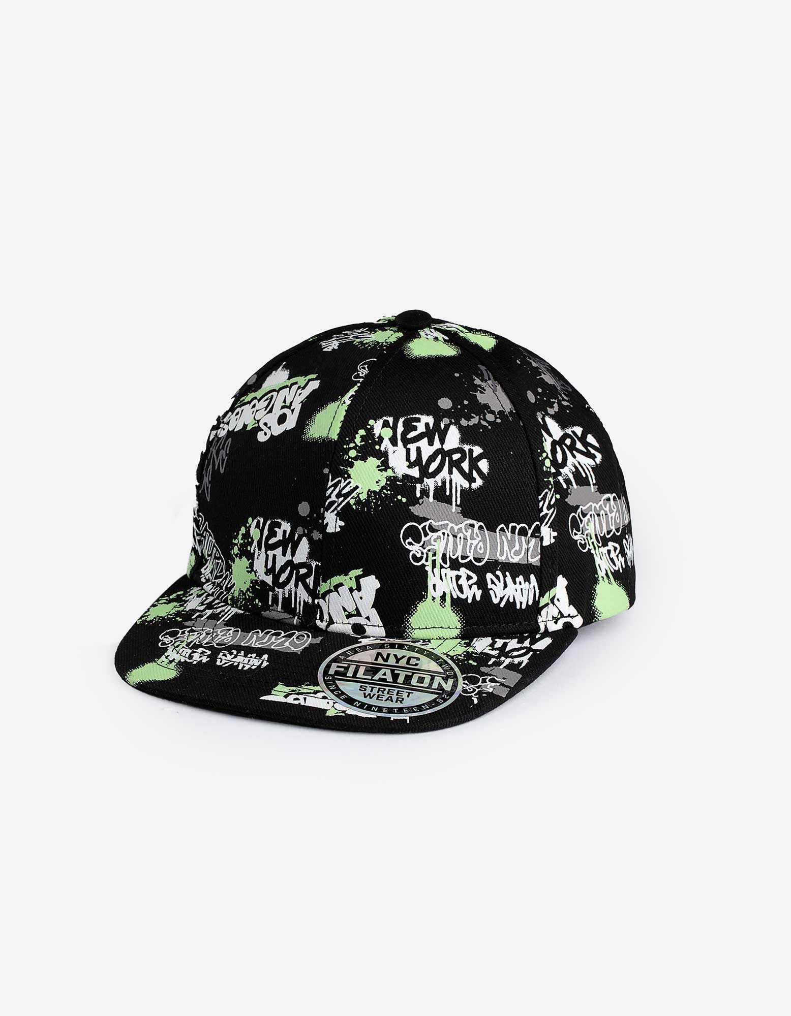 Basecap - Allover-Print - schwarz