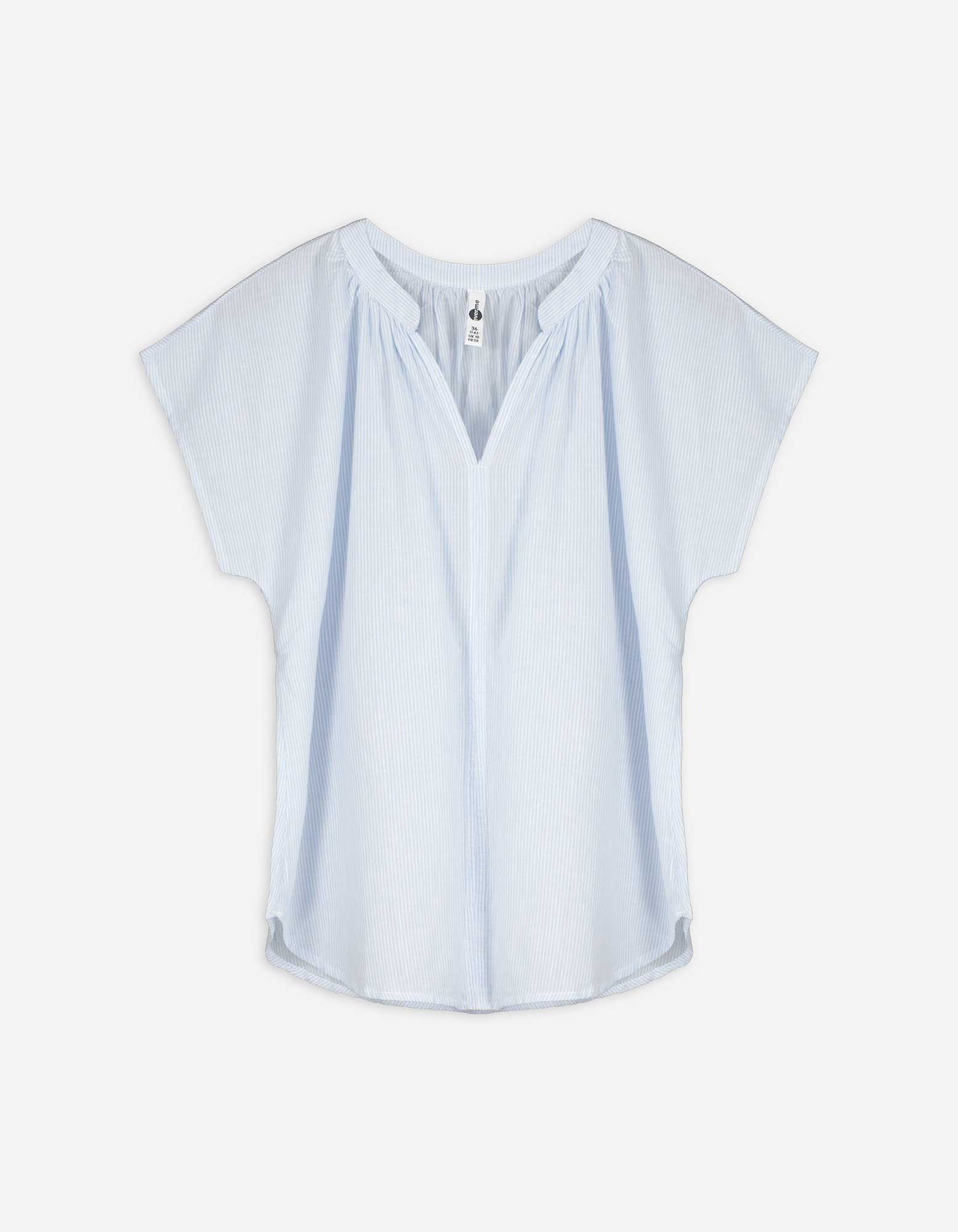 Bluse - V-Ausschnitt - hellblau