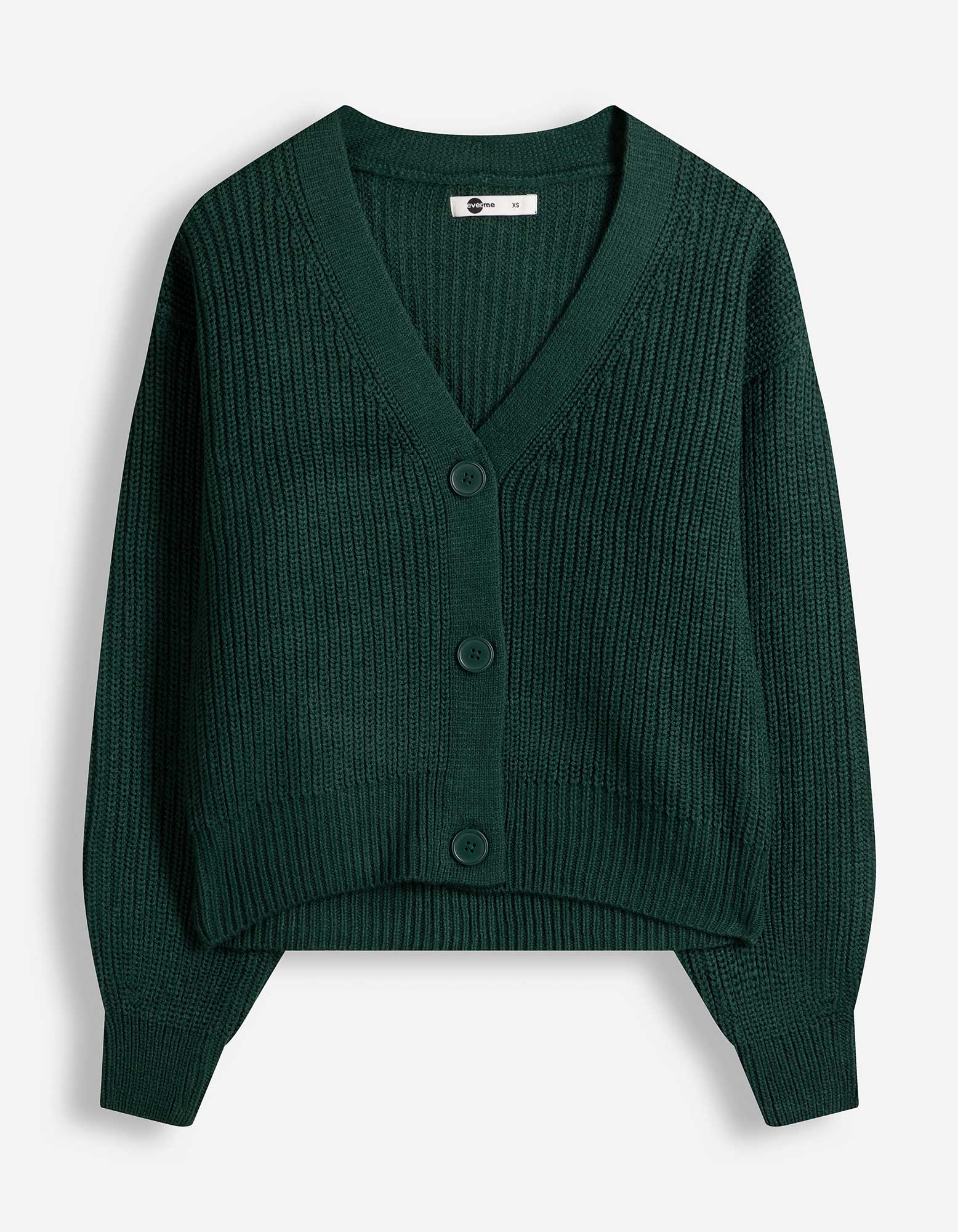 Gebreid vest - Knoopsluiting - Donkergroen