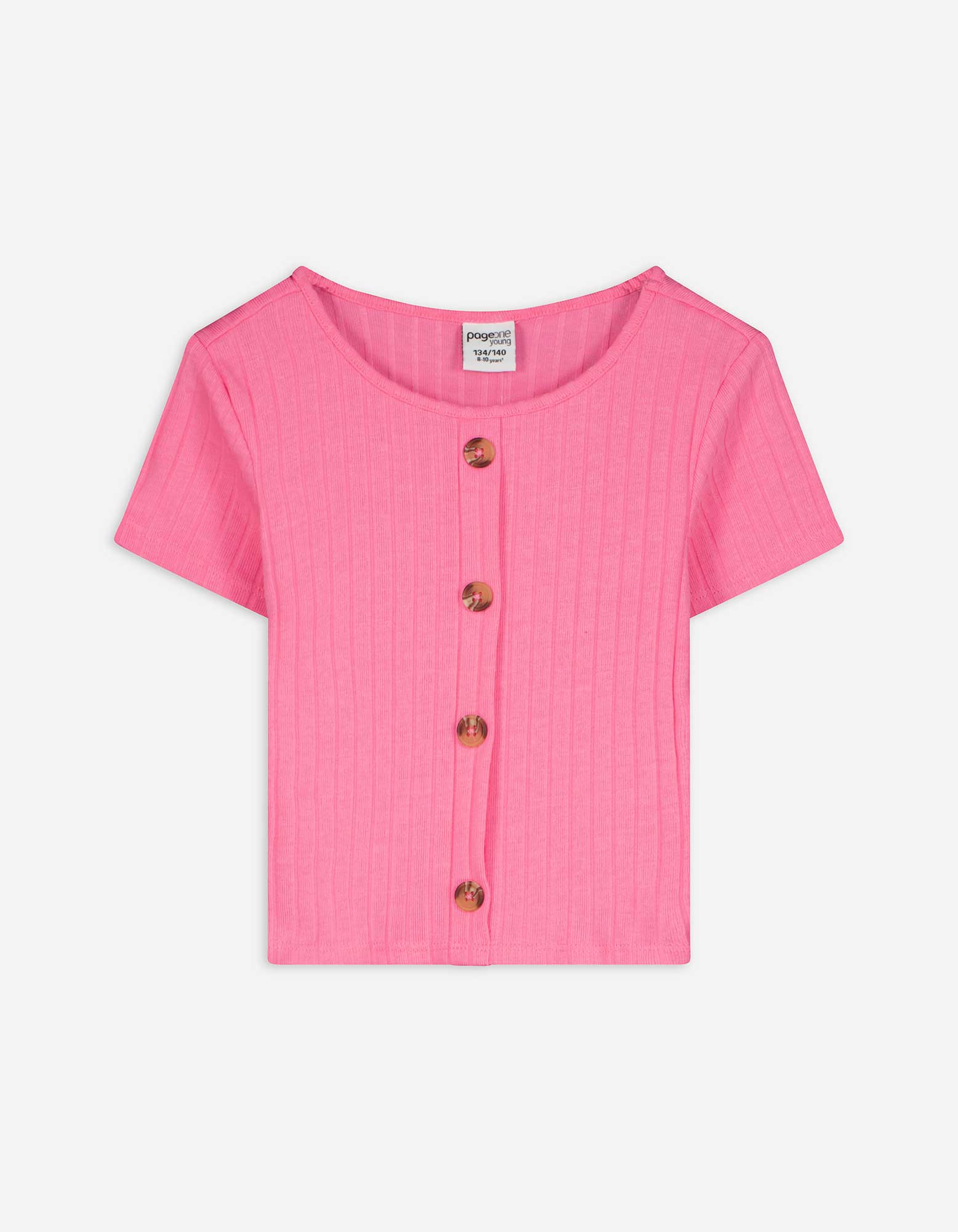 T-Shirt - Knopfleiste - pink