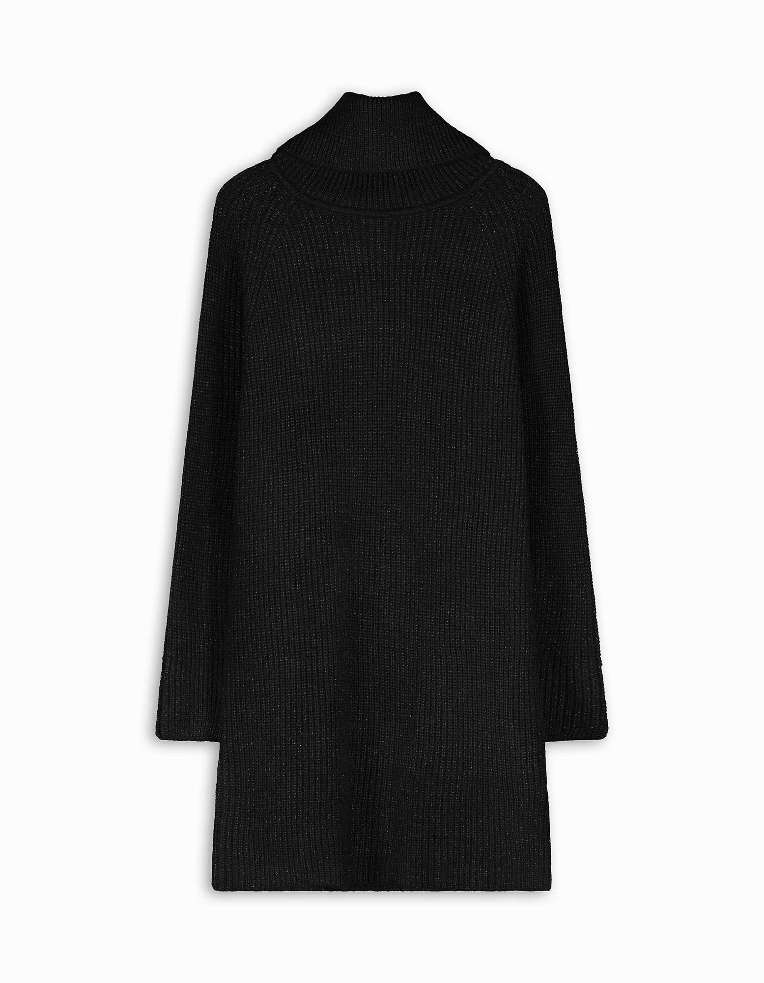 Gebreide jurk - Metallic details - Zwart